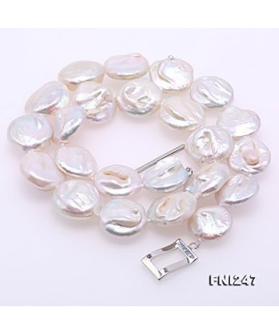 Necklace Single-Strand 16-17mm White Freshwater Cultured Coin Baroque Pearl Necklace for Women 18.5 $14.35 Necklaces