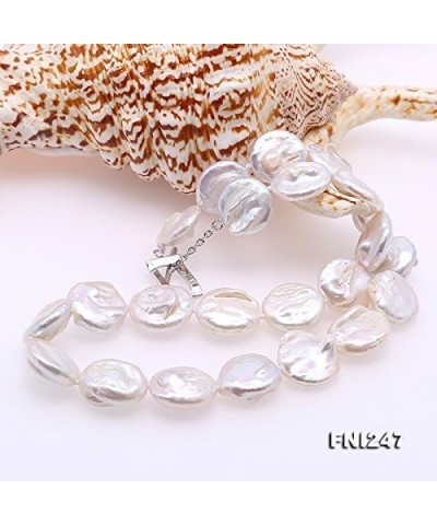 Necklace Single-Strand 16-17mm White Freshwater Cultured Coin Baroque Pearl Necklace for Women 18.5 $14.35 Necklaces