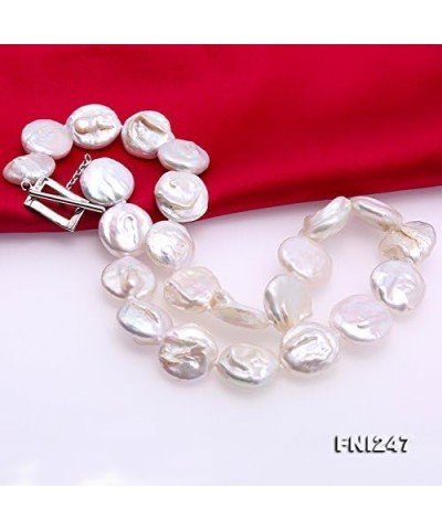 Necklace Single-Strand 16-17mm White Freshwater Cultured Coin Baroque Pearl Necklace for Women 18.5 $14.35 Necklaces