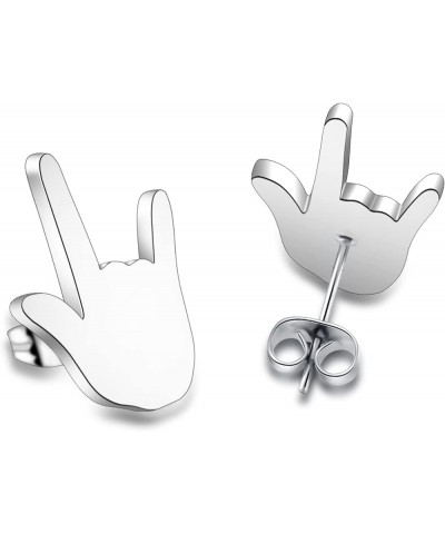 ASL Earrings I Love You Hand Sign Language Charm Stud Earrings Hand Gestures Jewelry Gift ASL Jewelry Interpreter Gift for De...