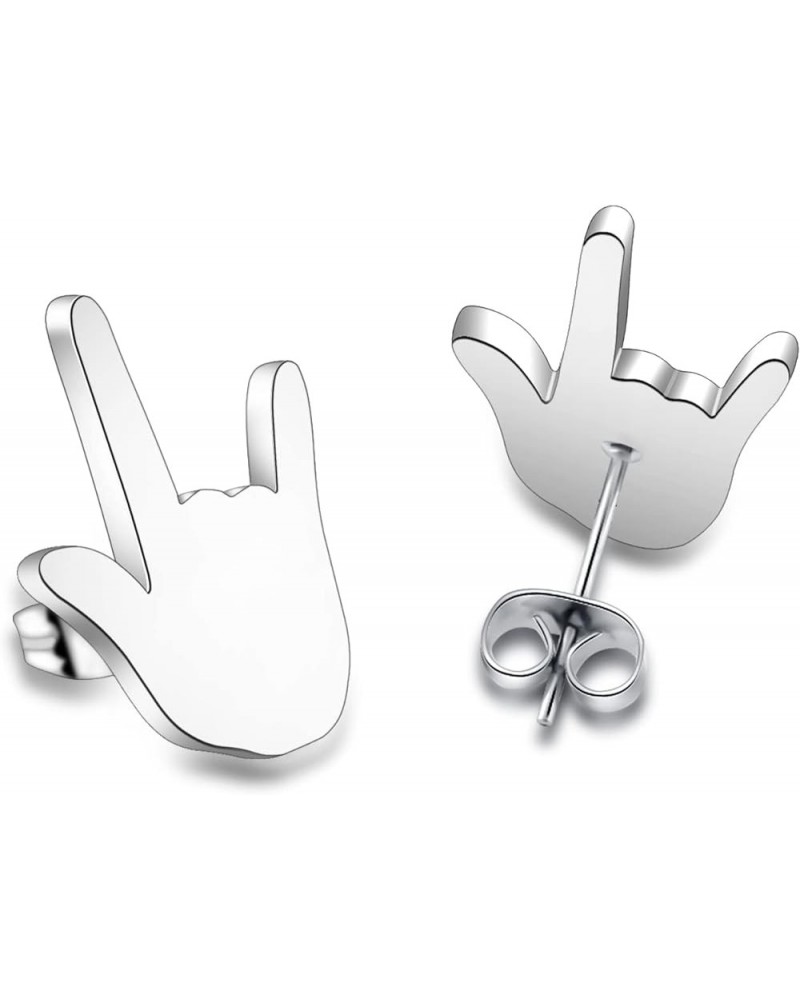 ASL Earrings I Love You Hand Sign Language Charm Stud Earrings Hand Gestures Jewelry Gift ASL Jewelry Interpreter Gift for De...