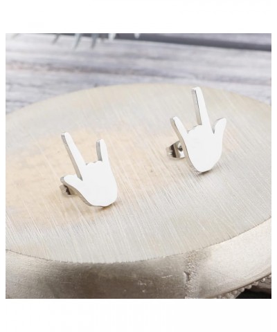 ASL Earrings I Love You Hand Sign Language Charm Stud Earrings Hand Gestures Jewelry Gift ASL Jewelry Interpreter Gift for De...