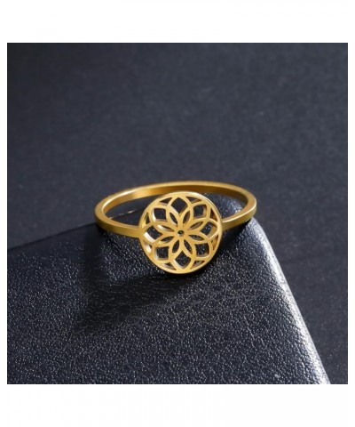 Flower of Life Ring Stainless Steel Openwork Seed of Life Ring Promise Ring Jewelry Gift for Women Charming Ladies Diameter 2...