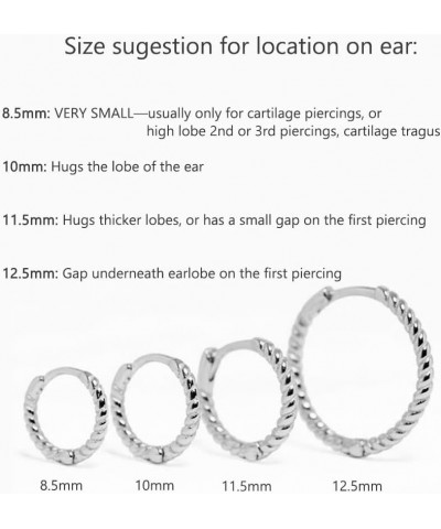 Solid 14k Gold Twisted Rope Round Huggie Hoop Earrings in Rose Gold, White Gold and Yellow Gold 8.5mm 14k White Gold $38.83 E...