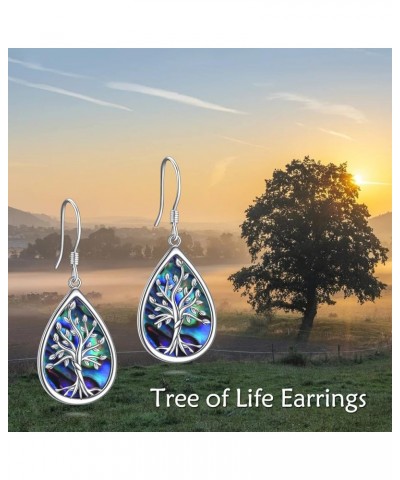 925 Sterling Silver Life Tree dangle Earrings for Women Girls Stud Fashion Abalone Shell Jewelry Birthday Gifts for Mom Tree ...