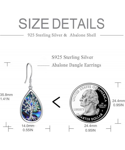 925 Sterling Silver Life Tree dangle Earrings for Women Girls Stud Fashion Abalone Shell Jewelry Birthday Gifts for Mom Tree ...