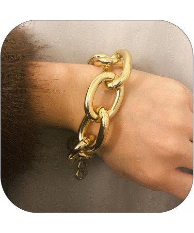 Chunky Gold Bracelets for Women Thick Paperclip Bracelet Link Chain Bracelet for Teen Girls Gold $7.97 Bracelets