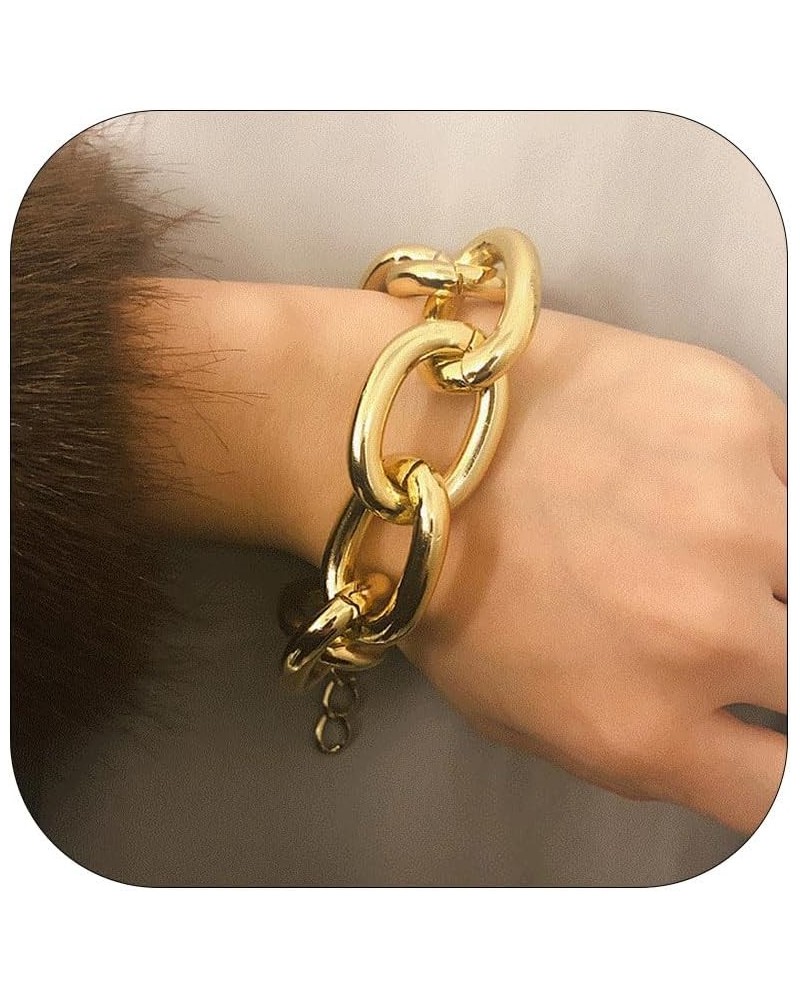 Chunky Gold Bracelets for Women Thick Paperclip Bracelet Link Chain Bracelet for Teen Girls Gold $7.97 Bracelets