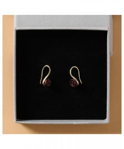 18K Gold Plated Realistic Blooming Rose Dangle Earrings for Women Multiple Colors,10mm Dark Red-Gold $9.00 Earrings