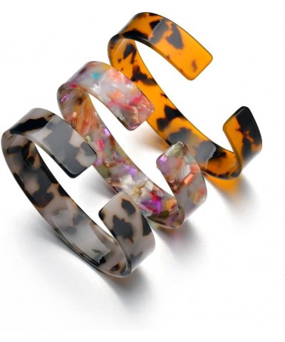 Vintage Leopard Print Bangles Bracelet Acrylic Resin Open Bracelet Geometric Simple Transparent Tortoiseshell Acetate Plate C...