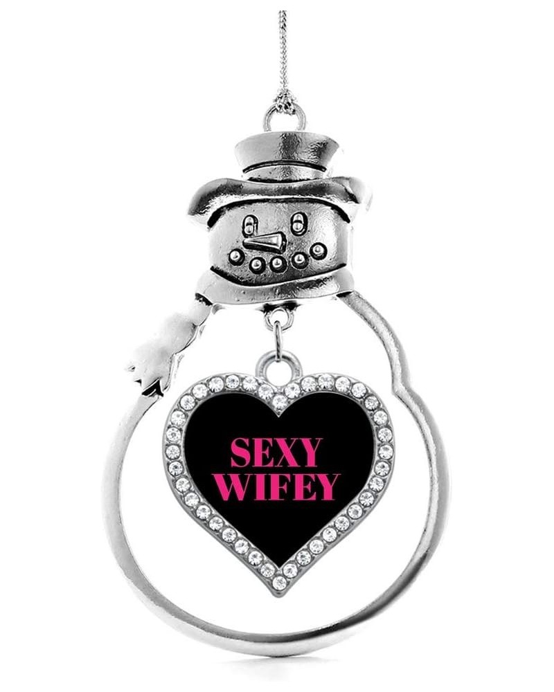 Silver Open Heart Charm Snowman Ornament with Cubic Zirconia Jewelry SEXY WIFEY $8.10 Bracelets