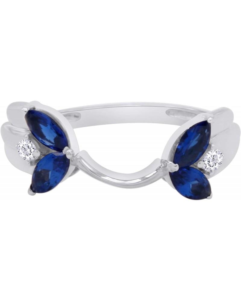 0.62 Carat Simulated Blue Sapphire & Cubic Zirconia Enhancer Guard 14K Gold Over Sterling Silver white-gold-plated-silver $20...