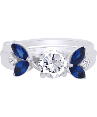 0.62 Carat Simulated Blue Sapphire & Cubic Zirconia Enhancer Guard 14K Gold Over Sterling Silver white-gold-plated-silver $20...