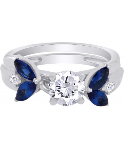 0.62 Carat Simulated Blue Sapphire & Cubic Zirconia Enhancer Guard 14K Gold Over Sterling Silver white-gold-plated-silver $20...