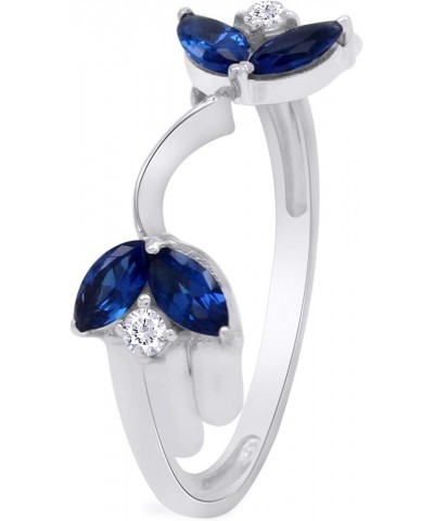 0.62 Carat Simulated Blue Sapphire & Cubic Zirconia Enhancer Guard 14K Gold Over Sterling Silver white-gold-plated-silver $20...