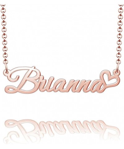 Personalized Name Necklace Custom Gold Name Plate Necklace Sterling Silver Love Heart Pendant Gift Card Brianna-Rose Gold $13...