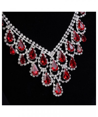 Bride Crystal Necklace Earrings Set Wedding Jewelry Sets Rhinestone Choker Necklace Prom Costume Jewelry Set for Women and Gi...