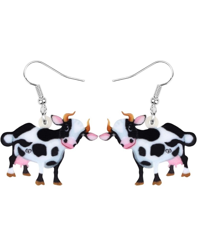 Acrylic Cute Cartoon Cow Print Earrings Dairy Cattle Dangle Farm Animals Jewelry for Women Girls Cow Charm Gifts Snow $6.71 E...