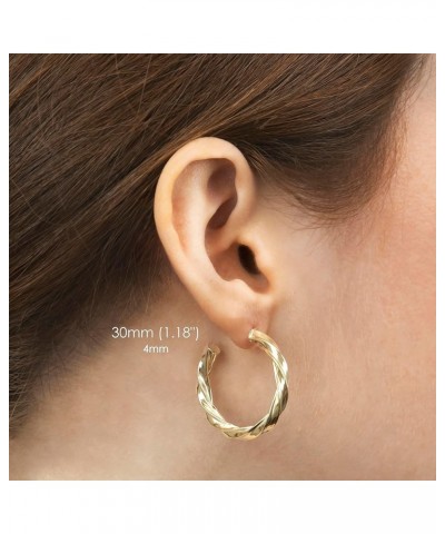 14K Gold Spiral Twist J Hoop Open Hoop Statement Earrings for Women - Available in Assorted Designs and Sizes 30MM ( 1.18 inc...