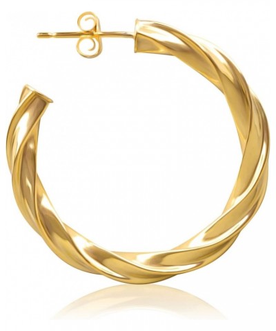 14K Gold Spiral Twist J Hoop Open Hoop Statement Earrings for Women - Available in Assorted Designs and Sizes 30MM ( 1.18 inc...