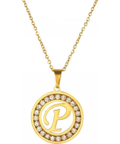 A-Z letter pendant necklace Attractive female initials chain necklace, inlaid crystal letter necklace P $6.25 Necklaces