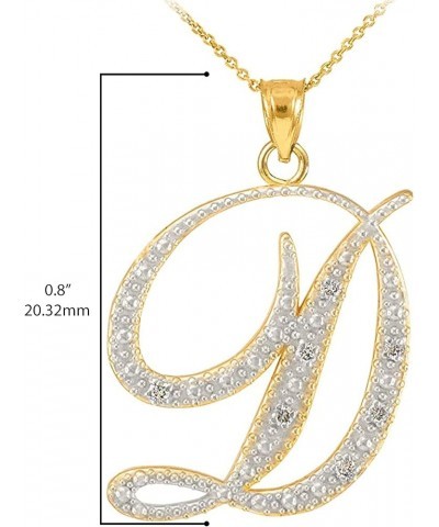 14K Yellow Gold Diamond Accented Dangling Cursive Initial A-Z Charm 4/5" Pendant Necklace (J-K Color, I1-I2 Clarity) - Choice...