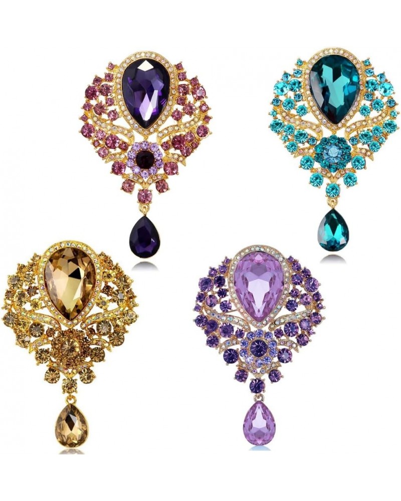 4Pcs Brooch Lot with Large Big Size Rhinestone Crystal Fashion Jewelry v $12.36 Brooches & Pins