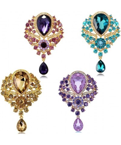 4Pcs Brooch Lot with Large Big Size Rhinestone Crystal Fashion Jewelry v $12.36 Brooches & Pins