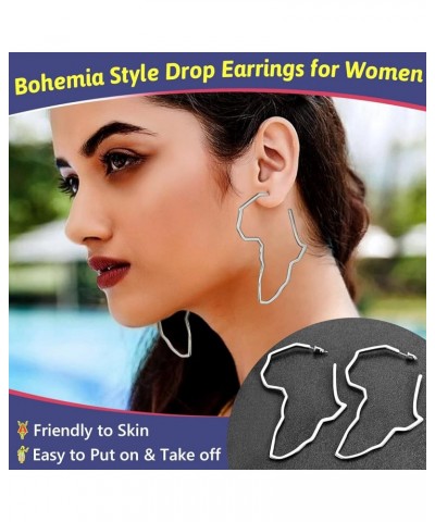 African Map Shaped Drop Earrings Stainless Steel/18K Gold Plated Statement Africa Jewelry Ear Charms for Women Teen Girls 02....