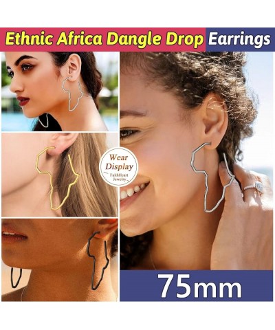 African Map Shaped Drop Earrings Stainless Steel/18K Gold Plated Statement Africa Jewelry Ear Charms for Women Teen Girls 02....