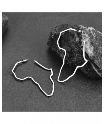 African Map Shaped Drop Earrings Stainless Steel/18K Gold Plated Statement Africa Jewelry Ear Charms for Women Teen Girls 02....