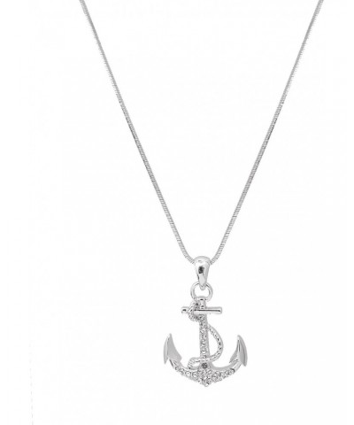 Silver Plated Crystal Sea Anchor with Rope Necklace $7.94 Necklaces