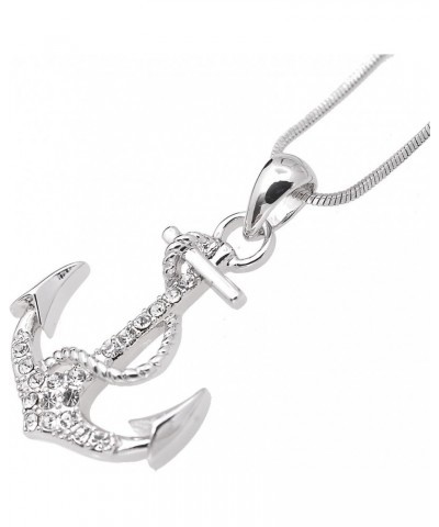 Silver Plated Crystal Sea Anchor with Rope Necklace $7.94 Necklaces