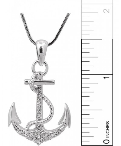 Silver Plated Crystal Sea Anchor with Rope Necklace $7.94 Necklaces