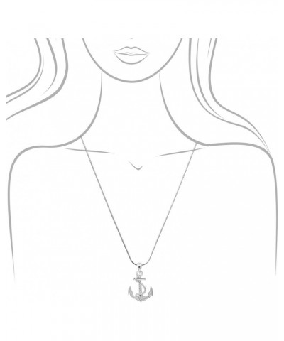 Silver Plated Crystal Sea Anchor with Rope Necklace $7.94 Necklaces