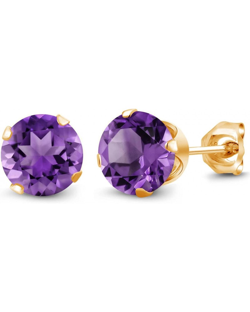 2.40 Ct Round 7mm Purple Amethyst 18K Yellow Gold Plated Silver Stud Earrings $35.40 Earrings