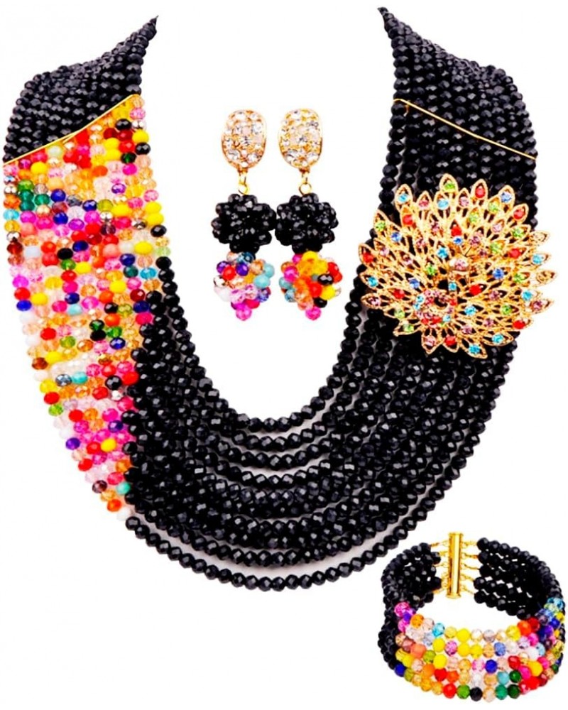 10 Rows Fashion African Wedding Beads Nigerian Beaded Jewelry Set Bridal Party Jewelry Sets Black Multicolour $19.80 Jewelry ...