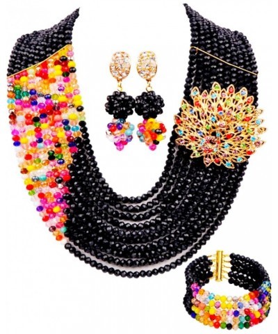 10 Rows Fashion African Wedding Beads Nigerian Beaded Jewelry Set Bridal Party Jewelry Sets Black Multicolour $19.80 Jewelry ...