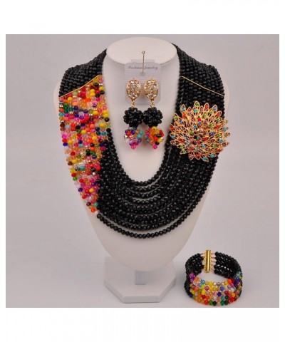 10 Rows Fashion African Wedding Beads Nigerian Beaded Jewelry Set Bridal Party Jewelry Sets Black Multicolour $19.80 Jewelry ...