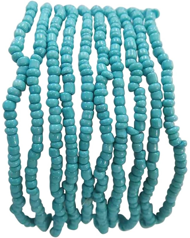 Women's Vibrant Set Of 10 Statement Stacking Seed Bead Strands Bohemian Stretch Bracelet, 6.5 Turquoise Blue $11.75 Bracelets