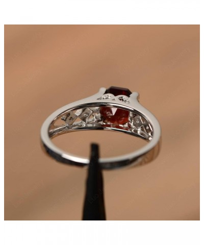 925 Sterling Silver 7 MM Octagon Cut Gemstone Ring Statement Anniversary Ring for Women Garnet $37.95 Others