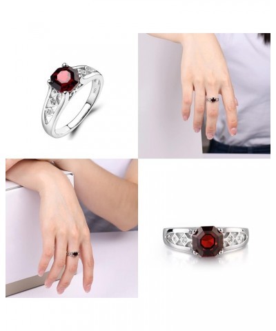 925 Sterling Silver 7 MM Octagon Cut Gemstone Ring Statement Anniversary Ring for Women Garnet $37.95 Others