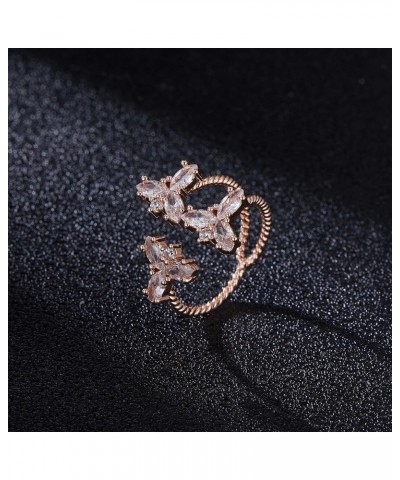 Silver Pearl Rings Cubic Zirconia Adjustable Rings Cocktail Statement Rings for Women Rose Gold $6.71 Rings