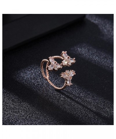 Silver Pearl Rings Cubic Zirconia Adjustable Rings Cocktail Statement Rings for Women Rose Gold $6.71 Rings