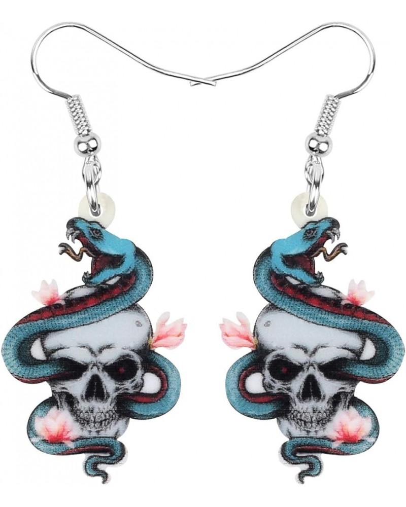 Cute Halloween Sugar Skull Earrings Dangle Acrylic Day of the Dead Decor Gifts for Women Girls Festival Charms Teal $6.62 Ear...