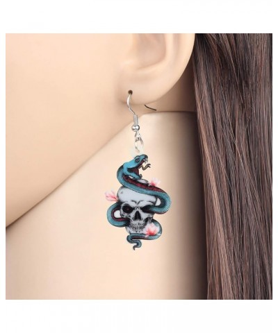 Cute Halloween Sugar Skull Earrings Dangle Acrylic Day of the Dead Decor Gifts for Women Girls Festival Charms Teal $6.62 Ear...