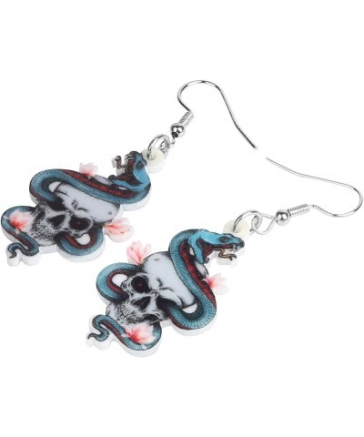 Cute Halloween Sugar Skull Earrings Dangle Acrylic Day of the Dead Decor Gifts for Women Girls Festival Charms Teal $6.62 Ear...