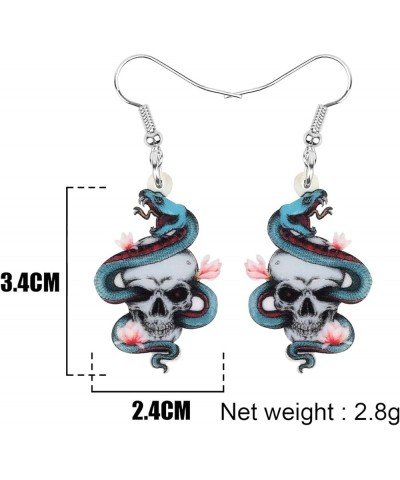 Cute Halloween Sugar Skull Earrings Dangle Acrylic Day of the Dead Decor Gifts for Women Girls Festival Charms Teal $6.62 Ear...