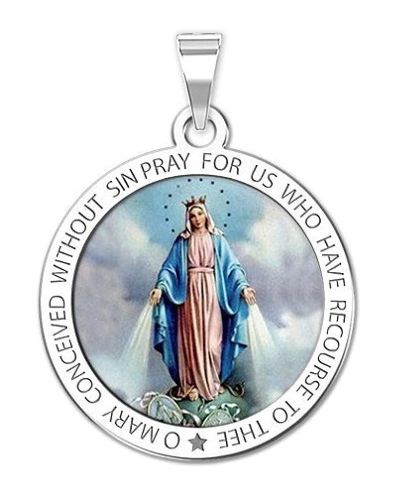 Miraculous Medal Necklace Catholic Virgin Mary Pendant Round Pendants for Women & Men Crafted in 10K/14K Yellow or White Gold...