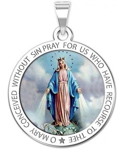 Miraculous Medal Necklace Catholic Virgin Mary Pendant Round Pendants for Women & Men Crafted in 10K/14K Yellow or White Gold...